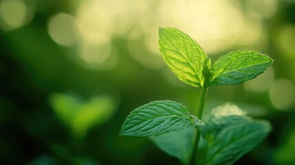 Single mint leaf in sharp focus with blurred background, ideal for nature, freshness, and botanical-themed visuals