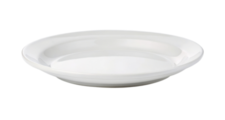 Simple white ceramic dinner plate on black background for modern minimalist kitchenware design