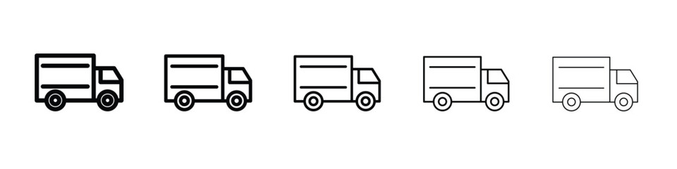 Shipping truck icon logo. Black line icon, vector illustrations.