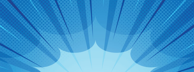 Vibrant Blue Sunburst Comic Background with Paper Tear Effect © Trivic