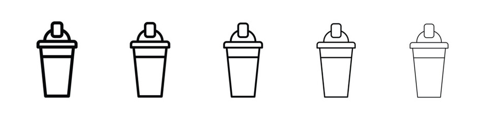 Protein shaker icon logo. Black line icon, vector illustrations.