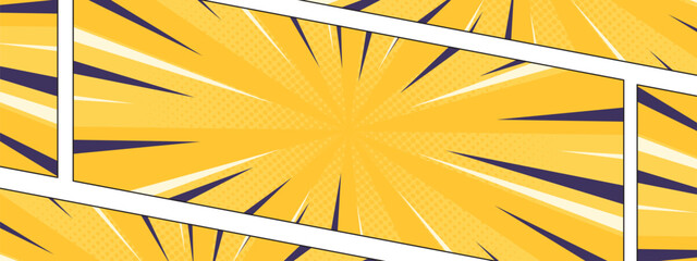 Yellow and Black comic pop art style background with style panels and Halftone Dot © Trivic