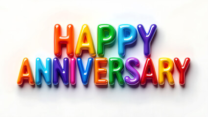 Obraz premium Rainbow balloon letters spelling happy anniversary