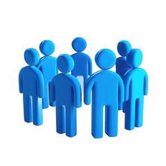 Circular group of stylized blue figures