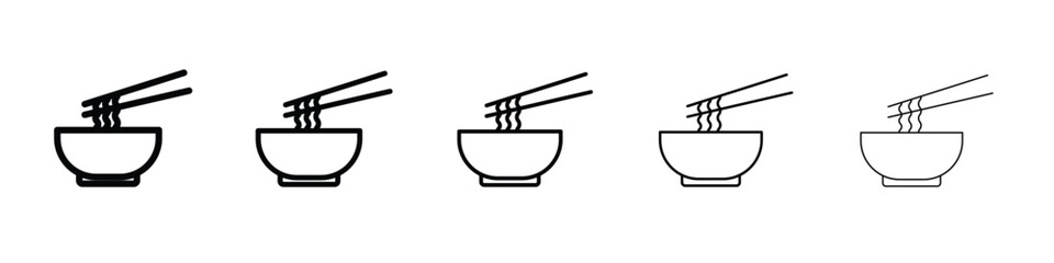 Noodles icon logo. Black line icon, vector illustrations.