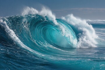 Turquoise Ocean Wave with White Crest