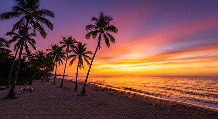 Tropical sunrise beach scene
