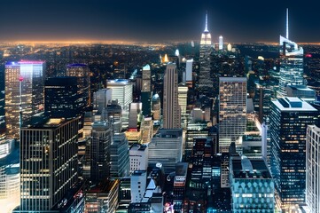 City Skyline at Night with Empire State Building