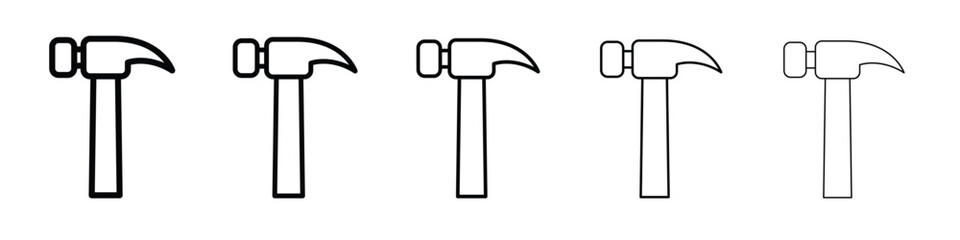Hammer icon logo. Black line icon, vector illustrations.