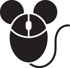Whimsical Mouse Icon Design Playful Computer Mouse Symbol with Ears and Tail on Transparent Backdrop