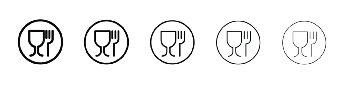 Food safe mark icon logo. Black line icon, vector illustrations.