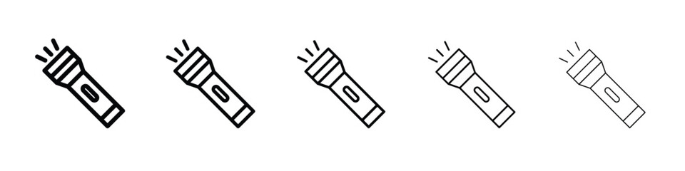 Flashlight icon logo. Black line icon, vector illustrations.