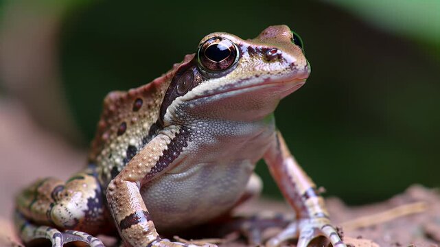 Captivating Close-up of a Small Brown Frog in its Natural Habitat