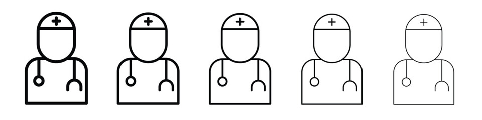 Doctor icon logo. Black line icon, vector illustrations.
