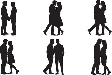 Fototapeta premium Intimate Silhouettes of Couples Interacting on a Checkered Background Design Template