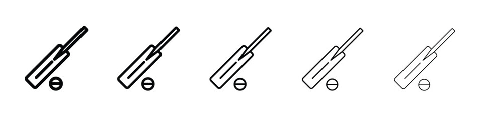 Cricket bat and ball icon logo. Black line icon, vector illustrations.