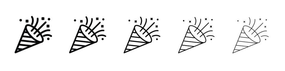 Confetti popper icon logo. Black line icon, vector illustrations.