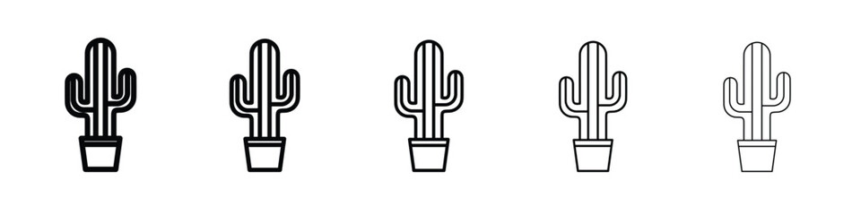 Cactus icon logo. Black line icon, vector illustrations.