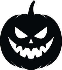 Spooky jack o lantern silhouette isolated on white background