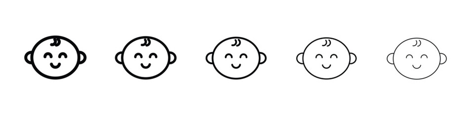 Baby icon logo. Black line icon, vector illustrations.