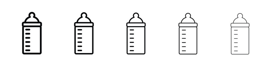 Baby bottle icon logo. Black line icon, vector illustrations.