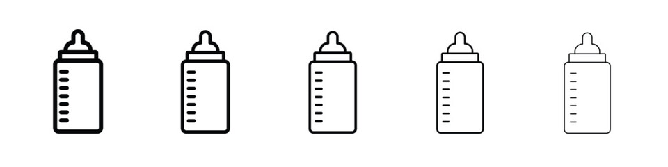 Baby feeding bottle icon logo. Black line icon, vector illustrations.