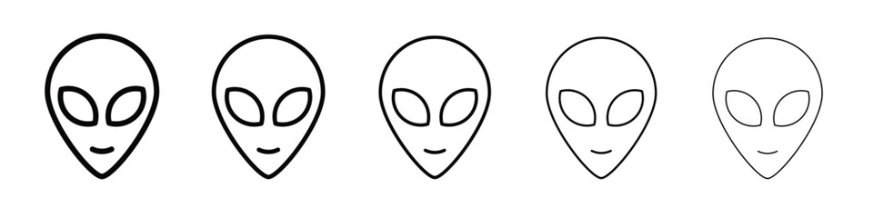 Alien face icon logo. Black line icon, vector illustrations.