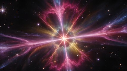 Fototapeta premium Brilliant Cosmic Star Burst with Radiating Light Beams