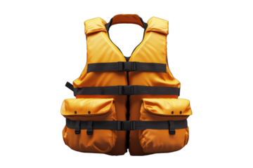 Bright orange life vest, front view (1)