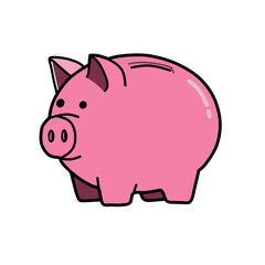 Cute Pink Piggy Bank Icon - Flat Design Savings Illustration for Finance and Budgeting