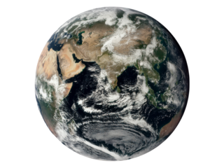 Stunning satellite image of earth showing asia and surrounding oceans, Isolated On White Background, Png Transparent