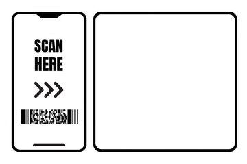 Scan here, QR code scan on blank frame. printable scan here QR CODE , QR code scan sticker template, QR code for shop payment, Qr code scan with blank screen