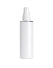 Clean white spray bottle for cosmetic, medical, or cleaning solutions on transparent background