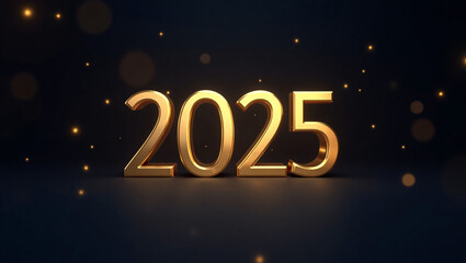 3D gold "2025" on a dark background with glowing particles.