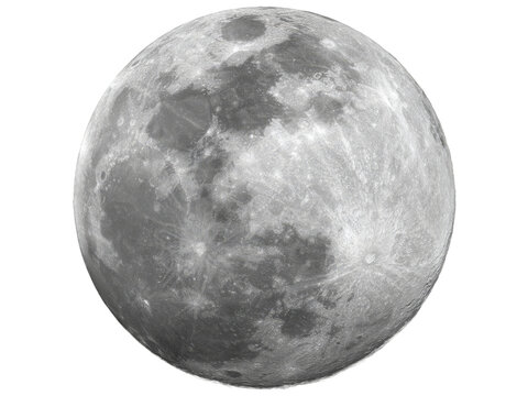 Full moon high resolution lunar surface detail night sky, Isolated On White Background, Png Transparent - Powered by Adobe