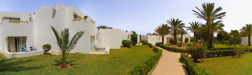Panorama with a landscape from an exotic resort in Tunisia