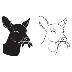 Fawn-Inspired Deer Silhouette & Deer Lineart – Deer Vector Design Focused on Youthful Form – Black Vector of Deer – Vector Set of Deer

