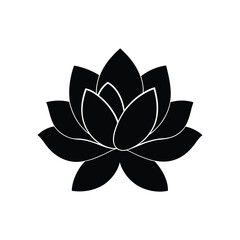 Magnolia Flower Silhouette Icon – Black and White Vector Symbol of Nature