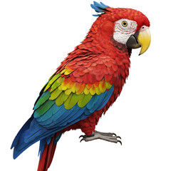 Naklejka premium Style Illustration Parrot With Tropical Feathers Transparent Background