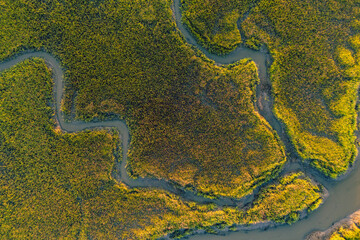 Naklejka premium Sunset over Horseshoe Creek Marsh and Bohicket Creak