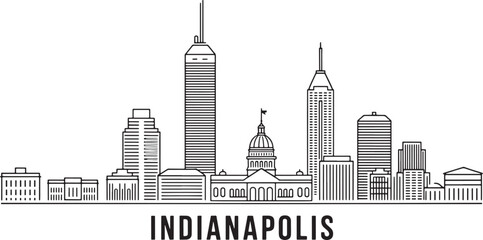 Fototapeta premium Indianapolis Skyline A Detailed Illustration of the Hoosier Capital's Architectural Gems