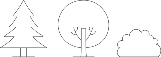 Fototapeta premium Vector trees clip art collection evergreen deciduous bush design