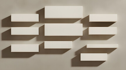 Geometric arrangement of sleek rectangular objects on a neutral surface, showcasing minimalist design.