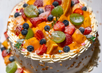 close up on fruit birthday cake
