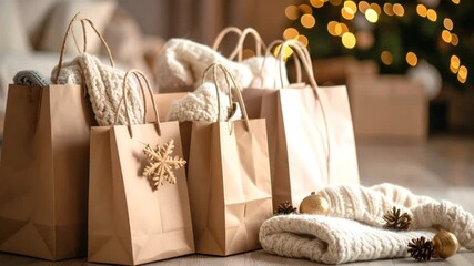 Shopping bags with warm winter clothes - Powered by Adobe