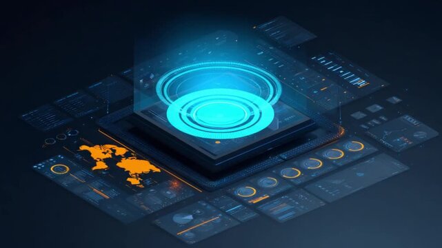 Futuristic data visualization displays