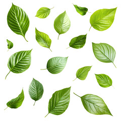 Obraz premium Green Leaves Arranged on Transparent Background - Nature's Beauty