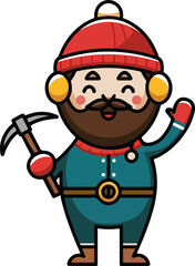 Obraz premium Bearded Miner Cartoon Character Illustration