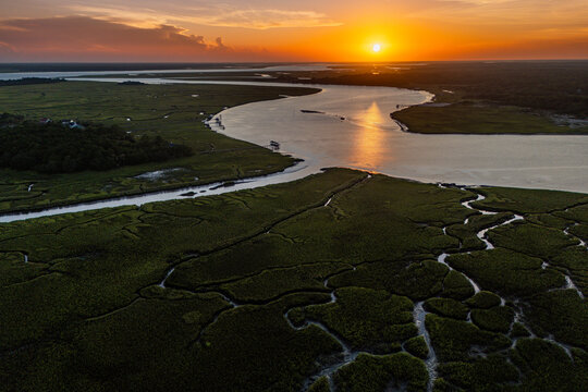 Sunset over Horseshoe Creek Marsh and Bohicket Creak