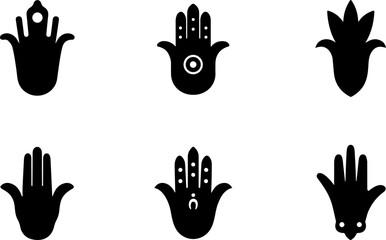 Fototapeta premium Hamsa Symbol Set hand of miriam, vecto bundle